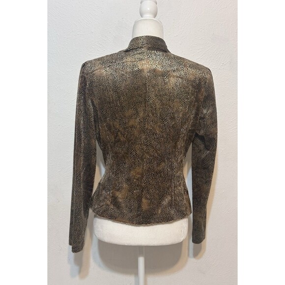 Joseph Ribkoff Women Size 8 Animal Print Belted Blazer Foiled Crushed Velvet - Picture 6 of 11